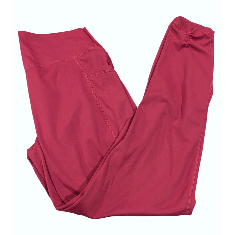 Blogilates Leggings Large Pink Crossover Waist Ruched Ankle‎ Pockets Athletic